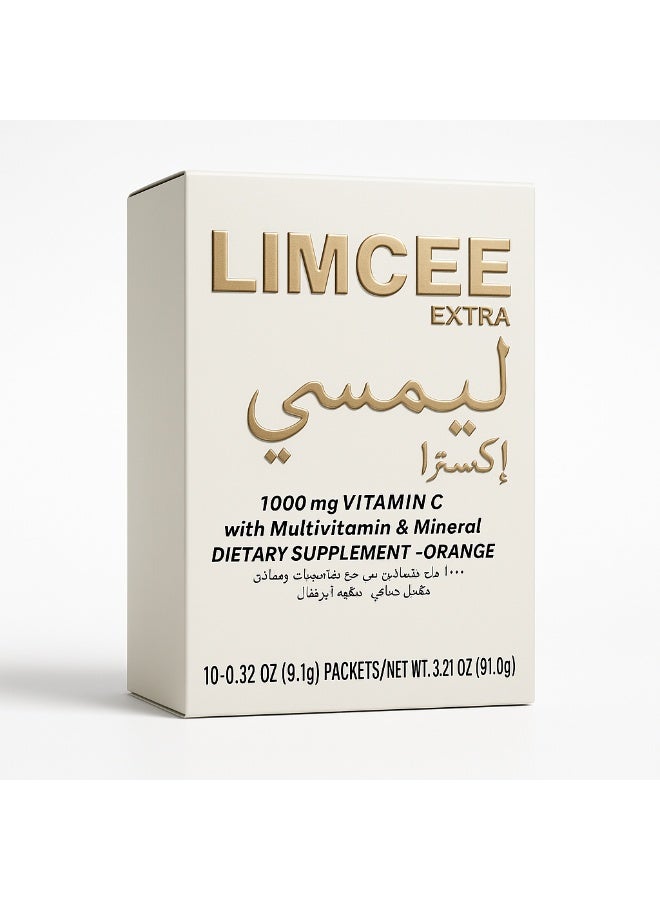 Limcee extra - 1000 mg with Multivitamin & Mineral Dietary Supplement - Orange (Pack of 10 Sachets) - Image 1